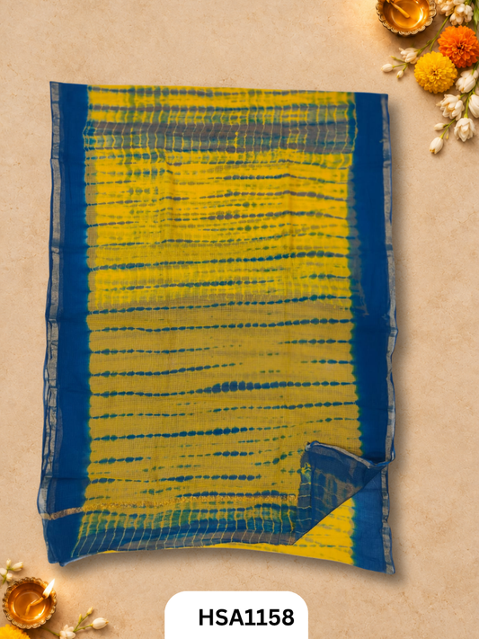 Hand Block Printed Kota Doriya Saree with Blouse