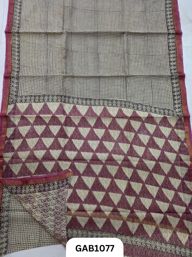 Bagru Handblock Print Kota Doria Saree