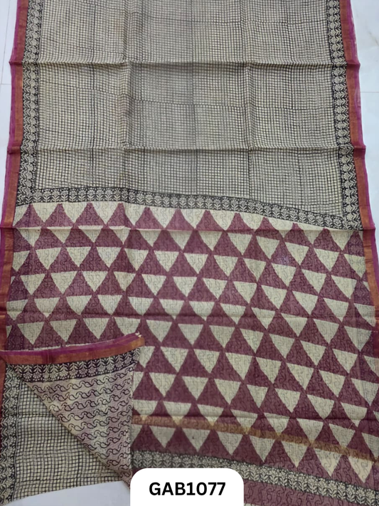 Bagru Handblock Print Kota Doria Saree