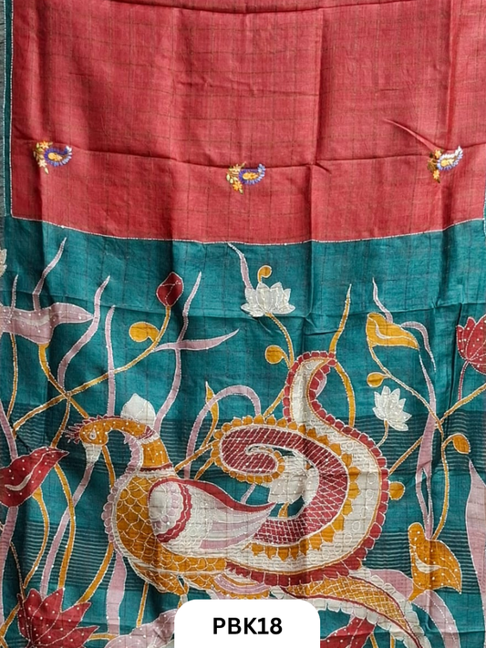Pure Tussar Silk Saree with Heavy Embroidery & Bullion Stitch