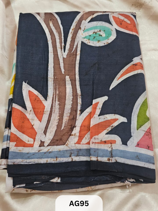 MURSHIDABAD HAND BATIK PAINTED SILK SAREE
