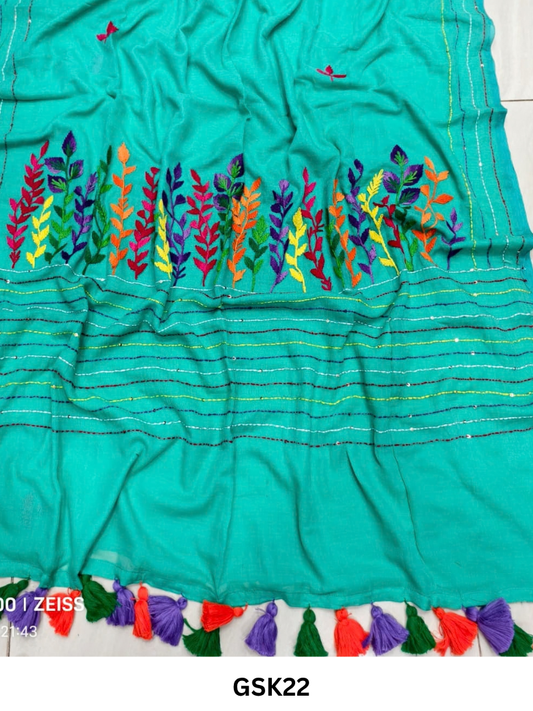 Pure Mul Cotton Saree With tassels