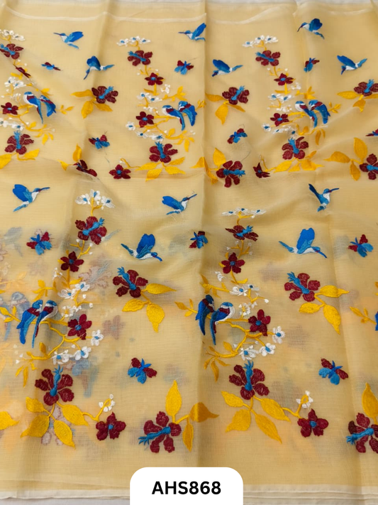 Cotton Kota Embroidery Work Saree