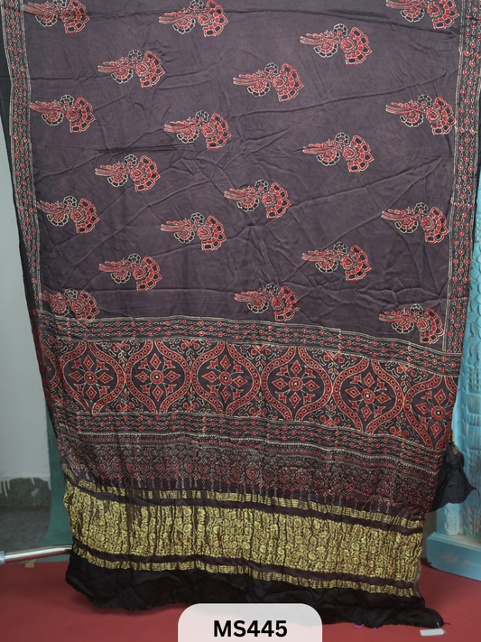 MODAL SILK DUPATTA WITH AJRAKH PRINT Travel Story Collectives