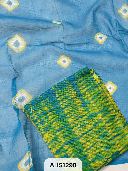 Pure Kota Cotton Shibori Print Dress Material Top & Dupatta 2.5mtr