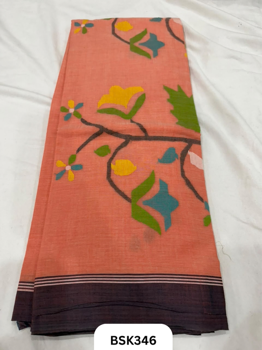Handloom Pure Mul Cotton With Jamdhani Weave Saree