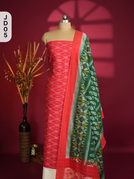 Double Ikkat Cotton with Mercerised Cotton Dupatta