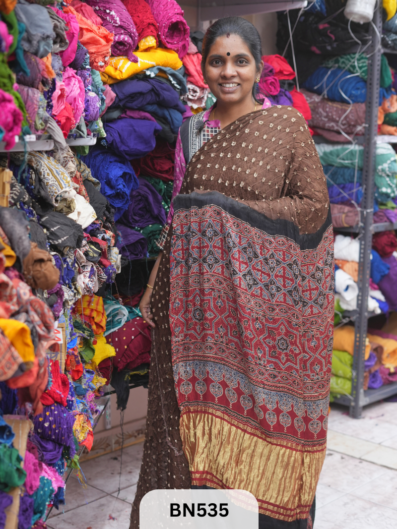 MODAL GAJI - AJRAKH BANDHINI SAREE