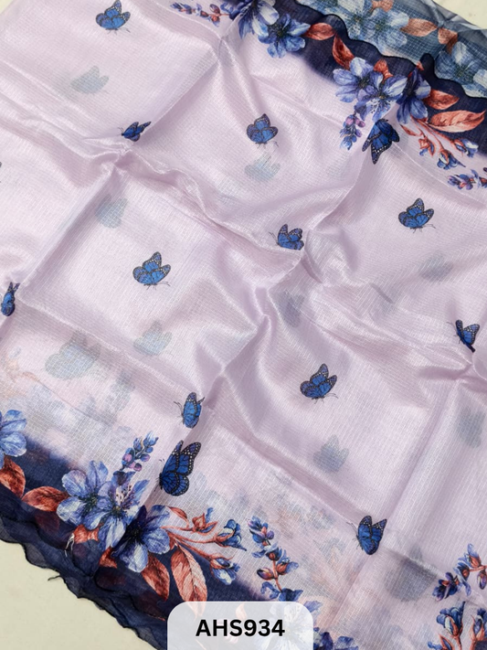 Soft Silk Kota Digital Print Saree With Blouse