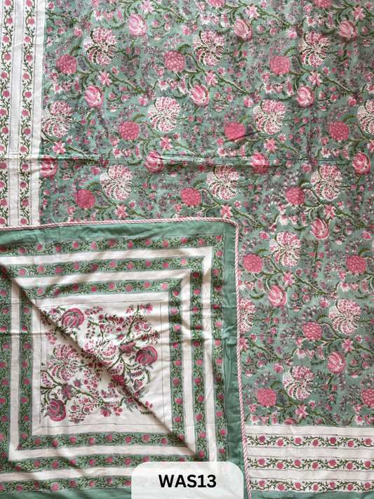 PREMIUM HAND BLOCK PRINTED JAIPURI COTTON 3 LAYER SIZE-90×108 KING SIZE