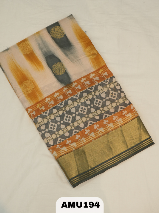 BANARAS RUSSIAN SILK SAREE WITH PRINTED