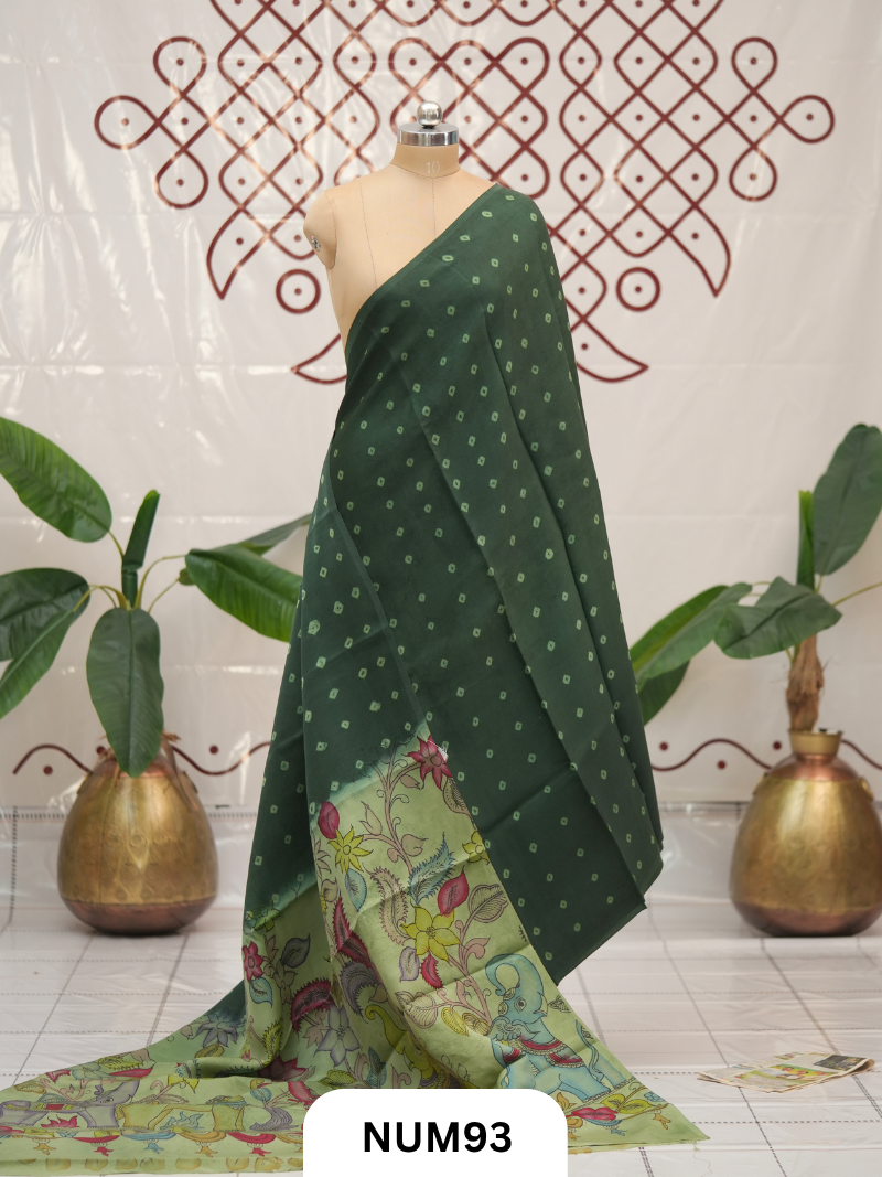 Modal Bandhini With Pure Penkalamkari Pallu And Blouse