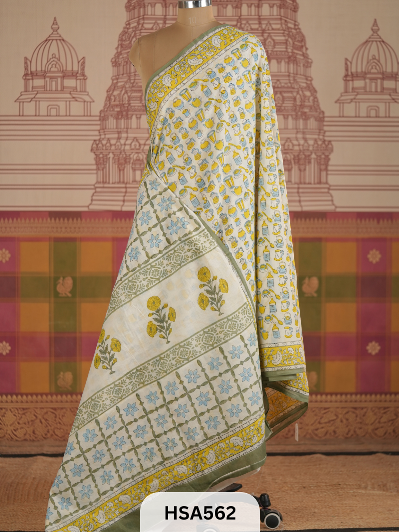 COTTON AJRAKH HANDBLOCK SAREE