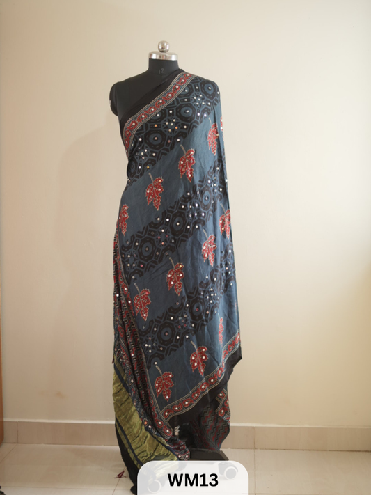 MODAL SILK WITH GLUED MIRROR LAGDI PATTA DUPPATTA