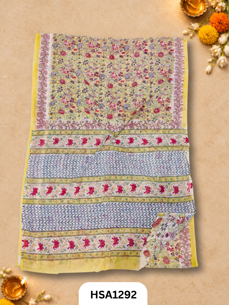 Pure Hand Block Printed Lahriya Georgette saree