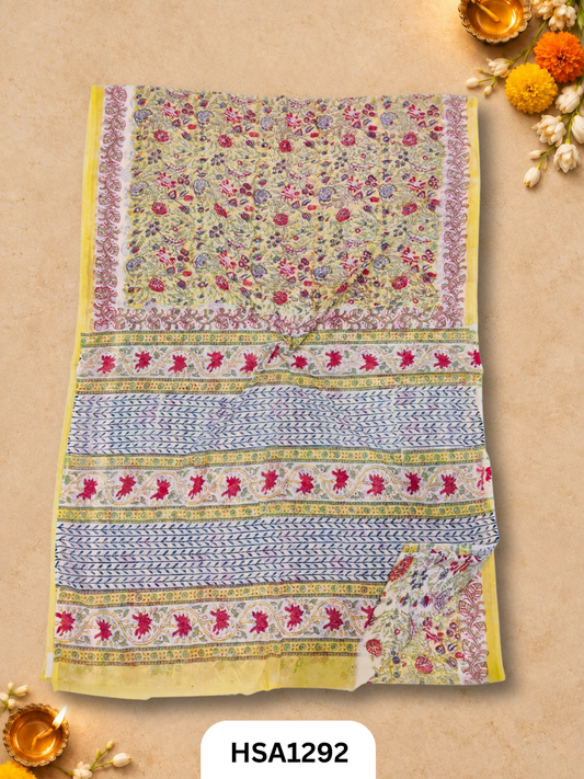 Hand block printed  Hand tye-dye  Lahriya Saree