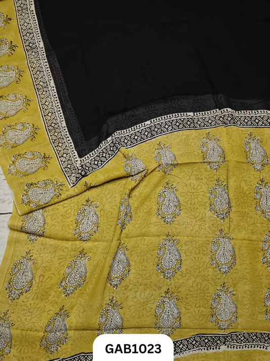 Premium Hand Block Printed Georgette Sarees with Blouse