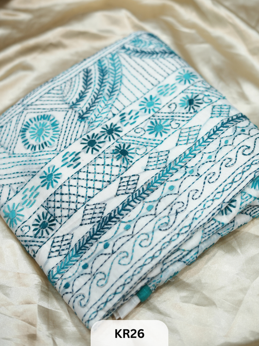 DUPION SILK WITH PURE HAND KANTHA HEAVY