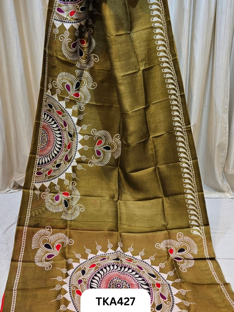 Murshidabad Silk Hand Painted Saree