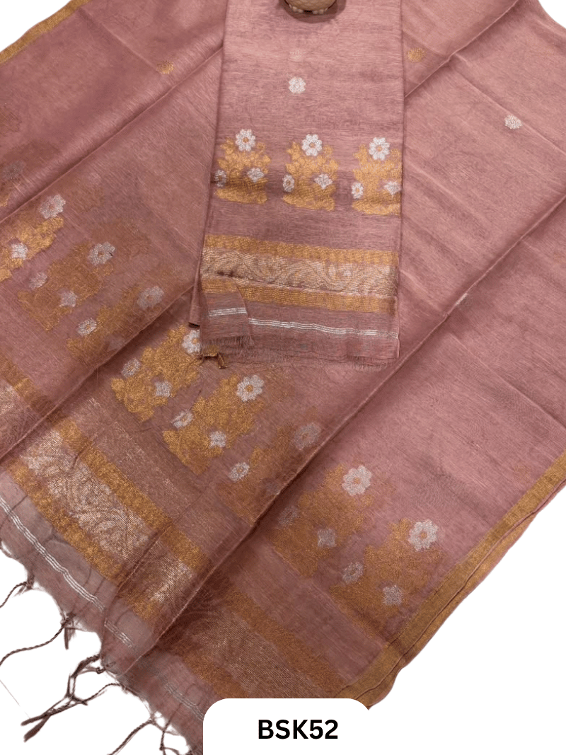 Premium Pure Handloom Linen Silk Salwar  Top 2.7 mtr  Duppata 2.5 mtr
