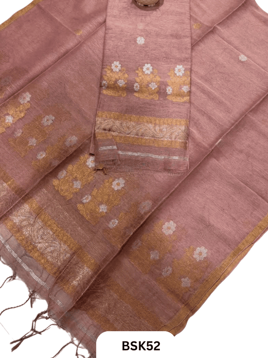 Premium Pure Handloom Linen Silk Salwar  Top 2.7 mtr  Duppata 2.5 mtr