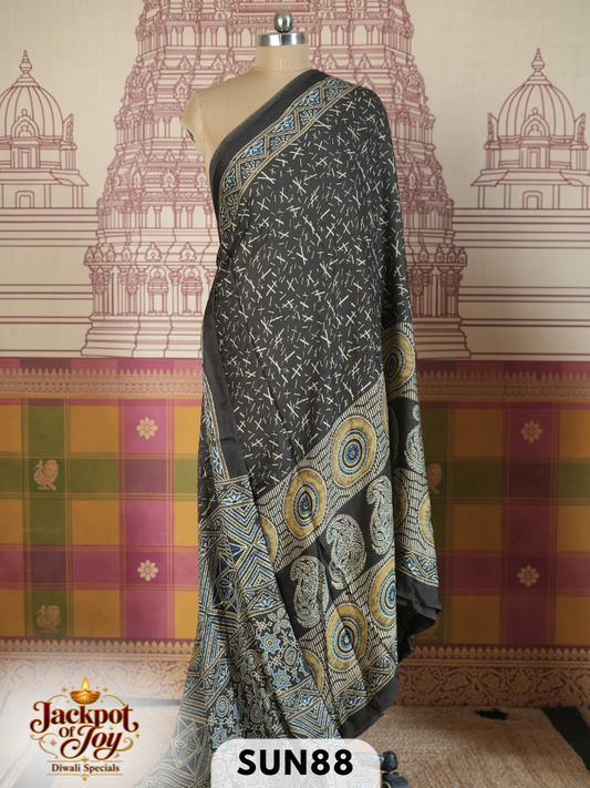 Modal Ajarkh Handblock saree