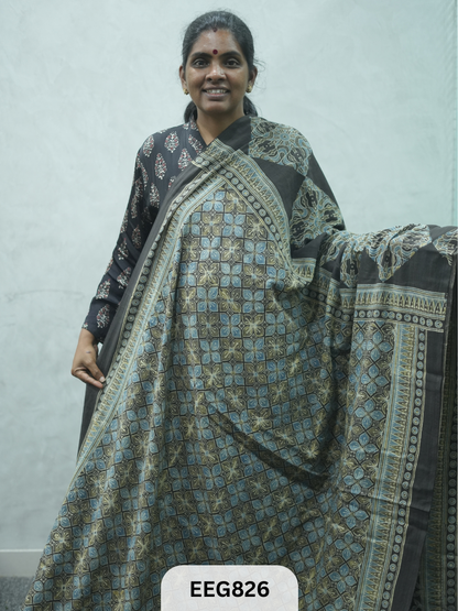 MUL COTTON AJRAKH HANDBLOCK PRINT SAREE