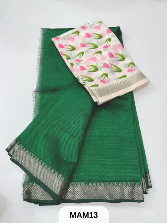MANGALAGIRI HANDLOOM SAREE WITH NIZAM BORDER DUAL BLOUSE 😍 1 MTR IN SAREE AND 1 MTR DIGITAL  MANGALAGIRI BLOUSE FREE WITH IT