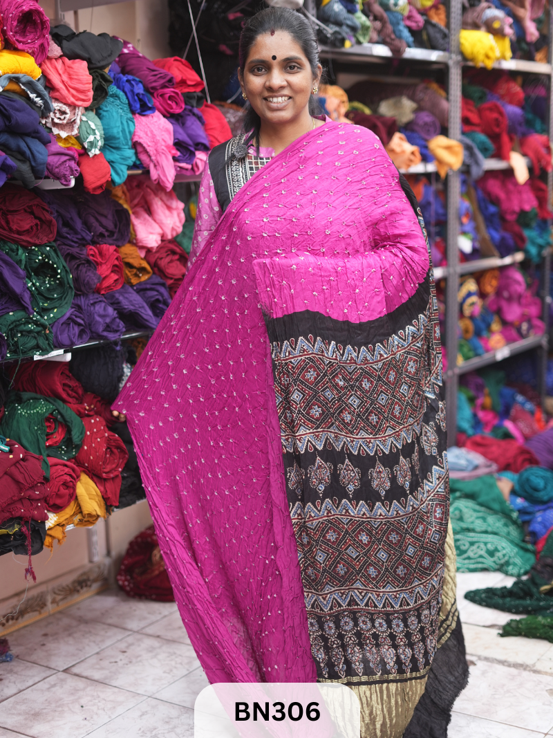 MODAL GAJI - AJRAKH BANDHINI SAREE