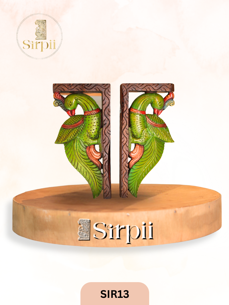 Wooden Big Parrot Wall Bracket Pair - Height 14" INCH, WIDTH 7"INCH