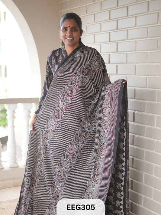 AJRAKH CHINON SAREE