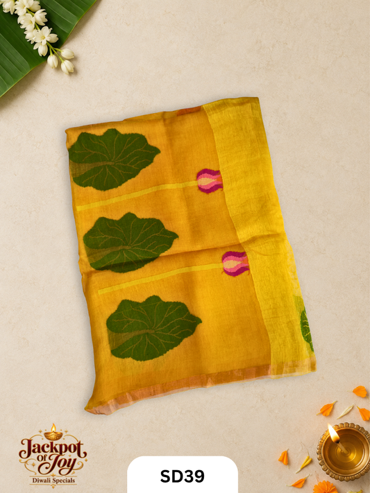 Pure Handloom Linen Jamdhani Saree