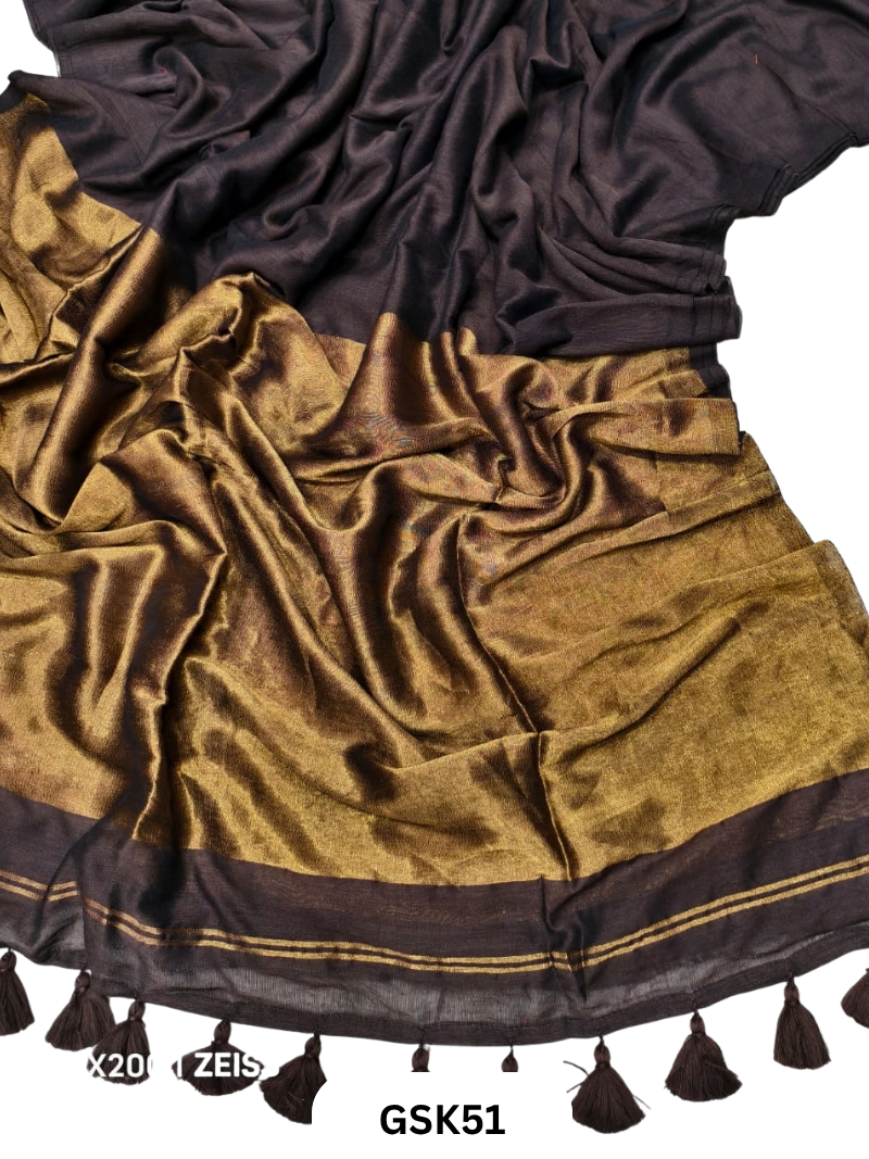 Plain Modal Tissue Saree With Blouse piece