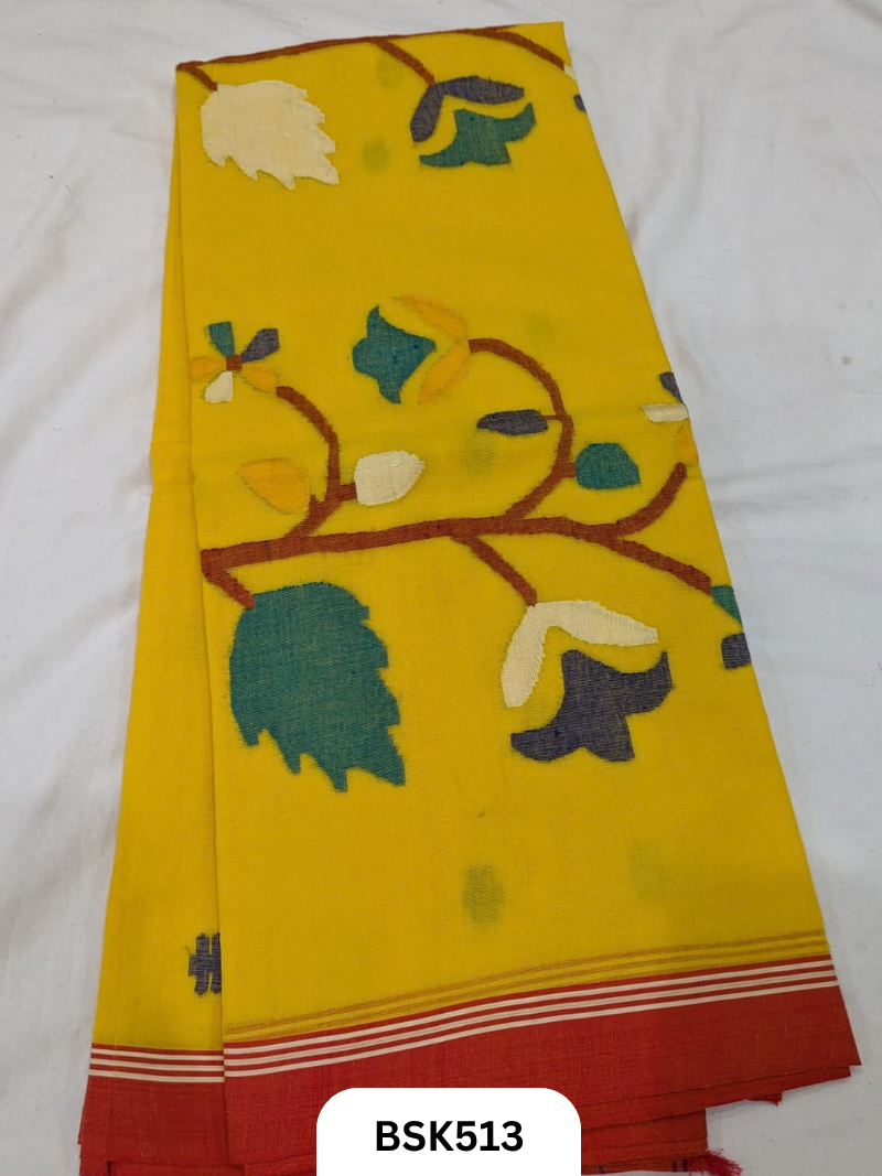 Handloom Pure Mul Cotton With Jamdhani Weave Saree