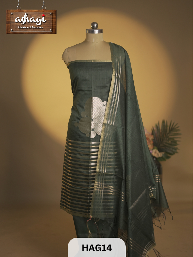CHANDERI 3PCS SALWAR SUIT - UNSTITCHED SUIT