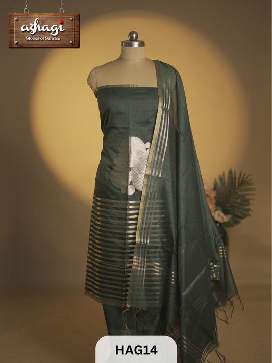 CHANDERI 3PCS SALWAR SUIT - UNSTITCHED SUIT