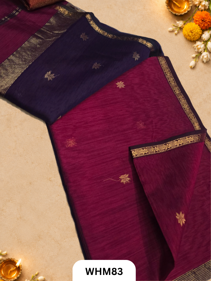 Maheshwari Handloom Small Border Butti Saree