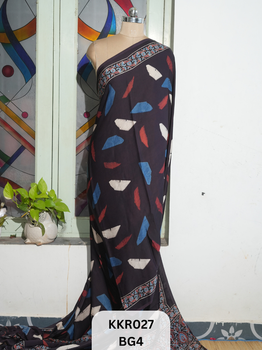 AJRAKH MODAL SAREE | BLOCK PRINT