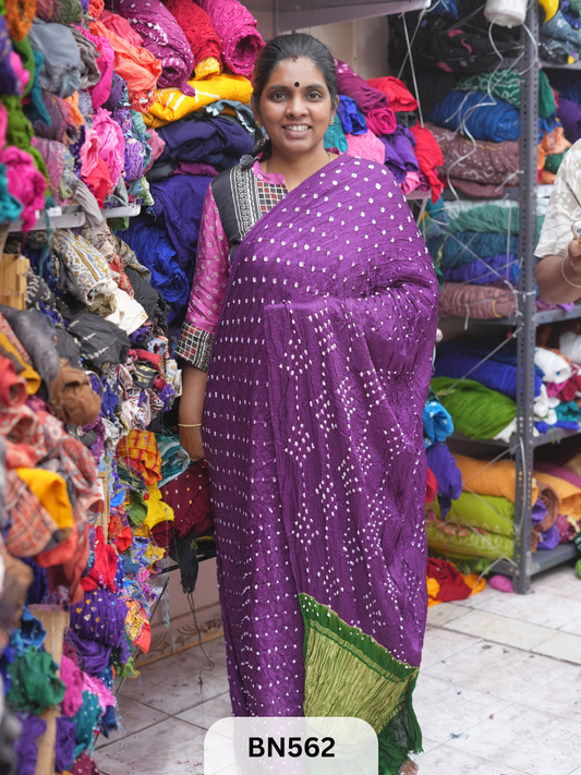 SEMI TISSUE PALLU SHADED BANDHEJ SAREE