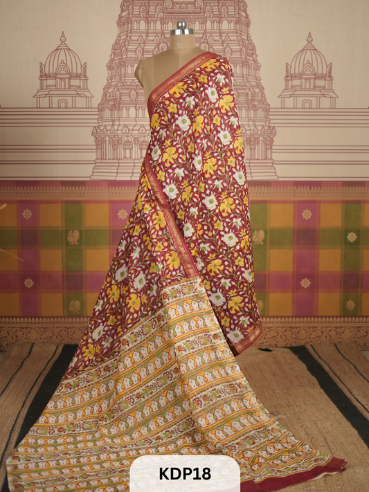 Maheshwari Sanganer Hanblock Print Saree