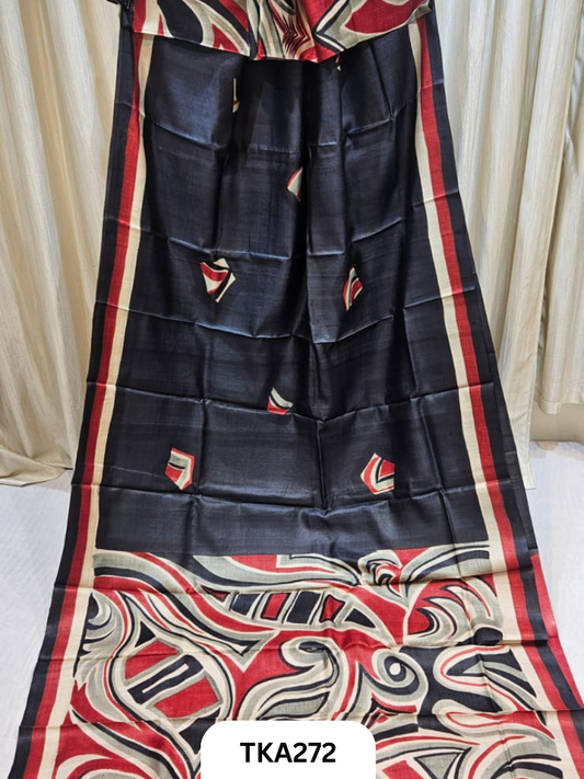 PURE HANDOWEN TUSSAR HAND PAINTED SAREE