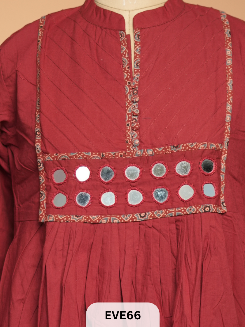 COTTON KURTI WITH MIRROR WORK