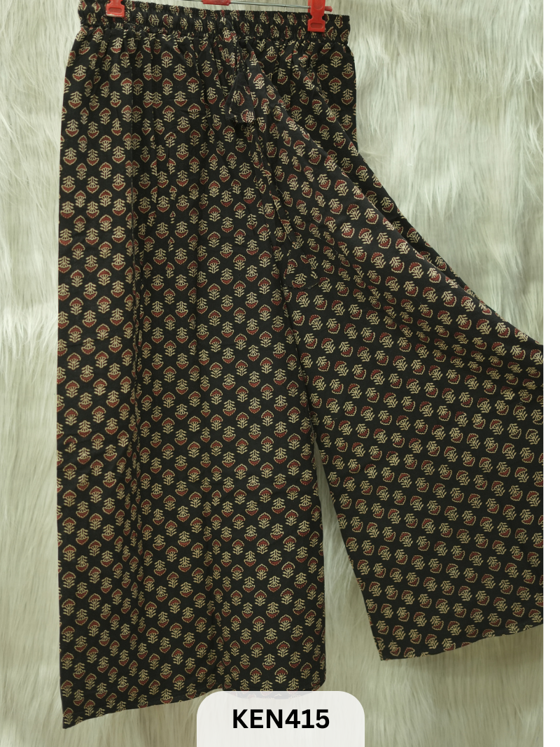 PLAZO HANDBLOCK PANT-FREE SIZE(22 to 40 INCH)