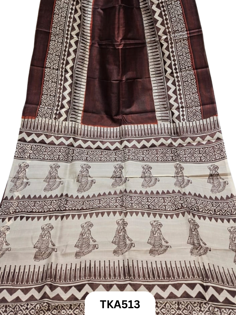 Murshidabad Silk Block Printing Saree