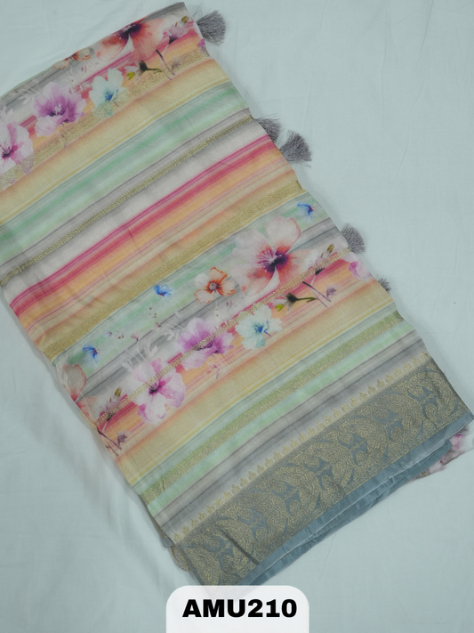 BANARAS RUSSIAN SILK SAREE WITH PRINTED