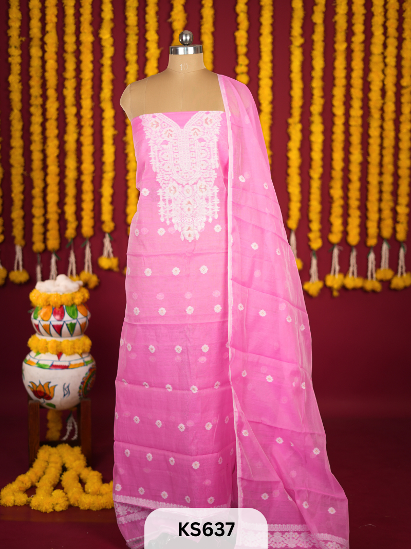 HANDLOOM LINEN JAMDHANI SALWAR | 2 PCS SUIT