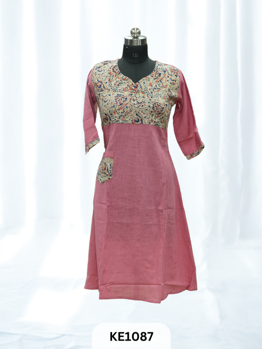 SLUB COTTON WITH NATURAL YOKE - ALINE KURTI