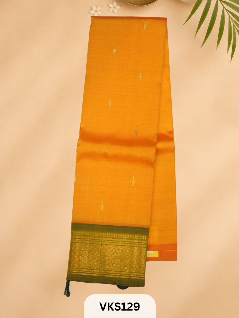 PURE KANCHIPURAM SILK SAREE WITH ONE SIDE BORDER
