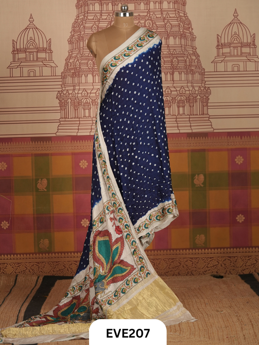 Modal Bandhini With Madhubani Fusion Saree