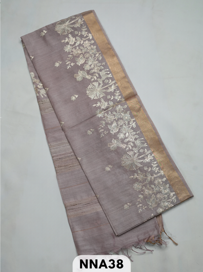 Pure tussar silk with pitta work embroidery saree